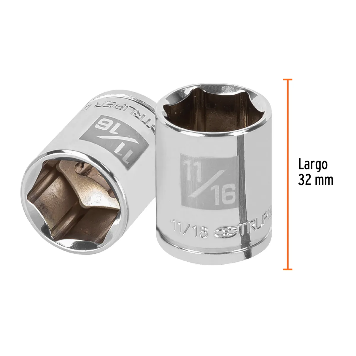 Dado de 11/16" 6 Puntas Cuadro 3/8" Truper - 13612