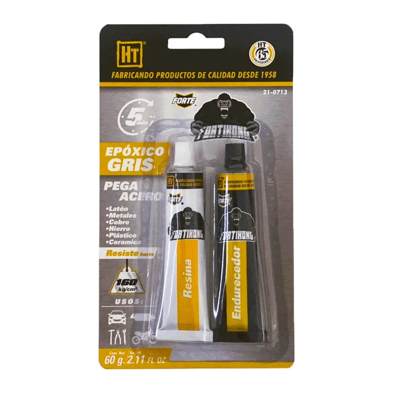 Fortikong Epóxico Pega Acero Gris 5 Minutos 60g Hecort