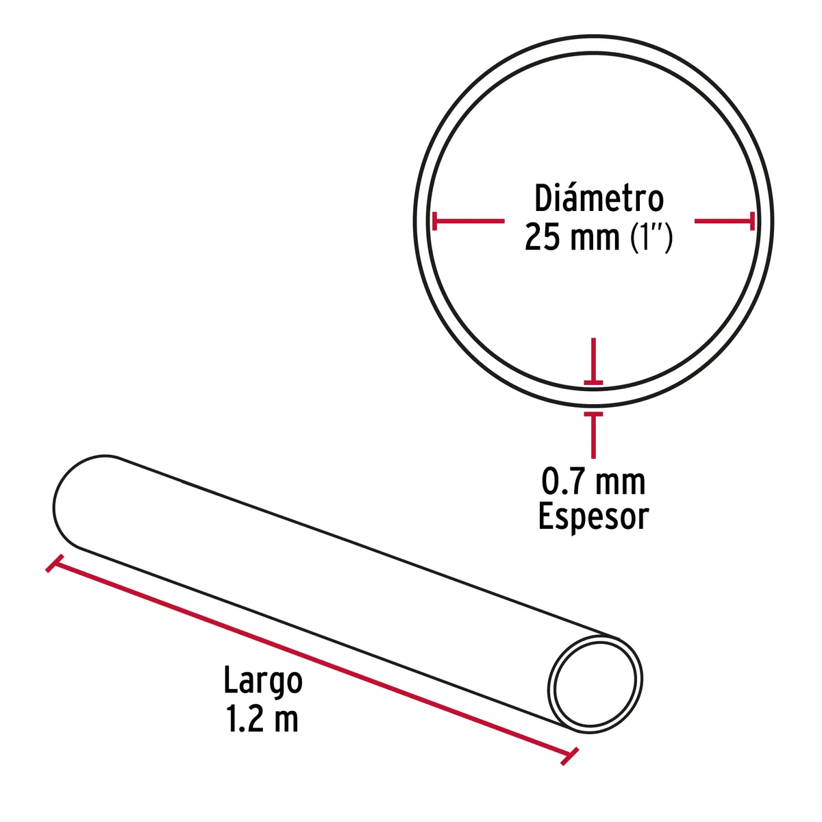 Tubo Redondo para Clóset 1.2 m de Acero Hermex - 45895