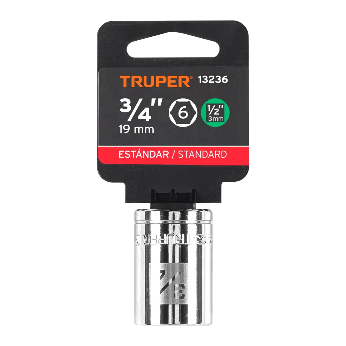 Dado de 3/4" 6 Puntas Cuadro 1/2" Truper - 13236