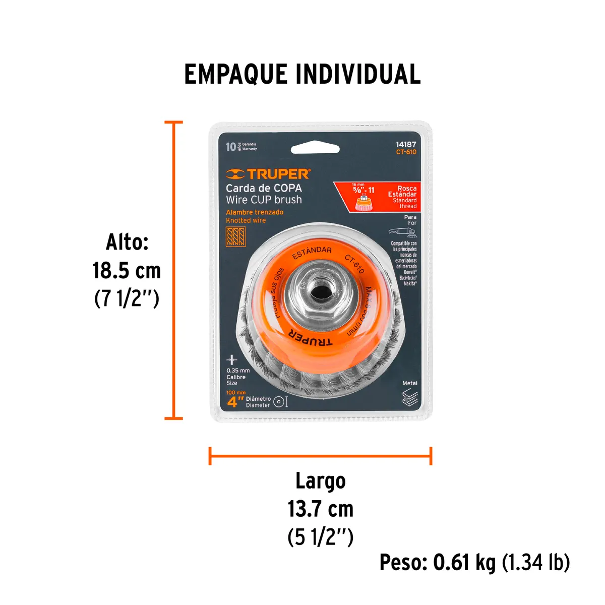 Carda Copa 4" Truper CT-610 - 14187