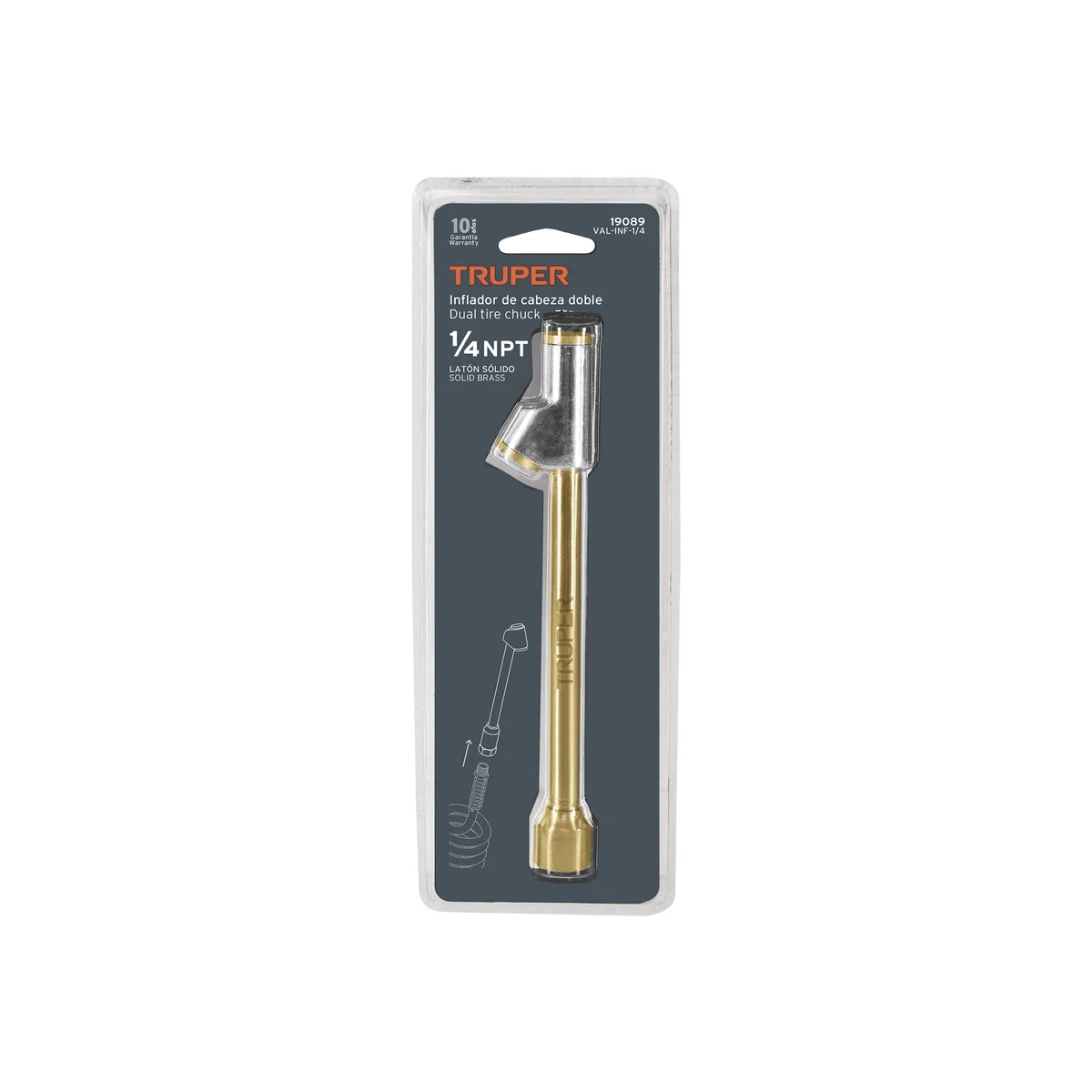 Inflador de Cabeza Doble Cuerda 1/4" Truper - 19089