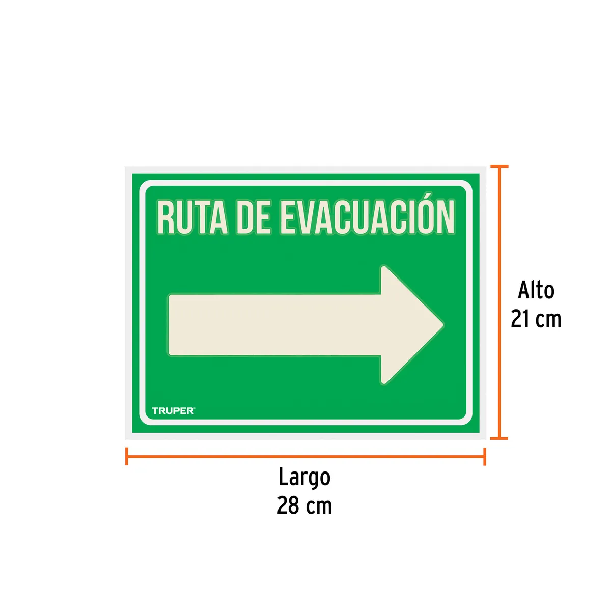 Letrero de Señalización "Ruta de evacuación" Truper - 18368