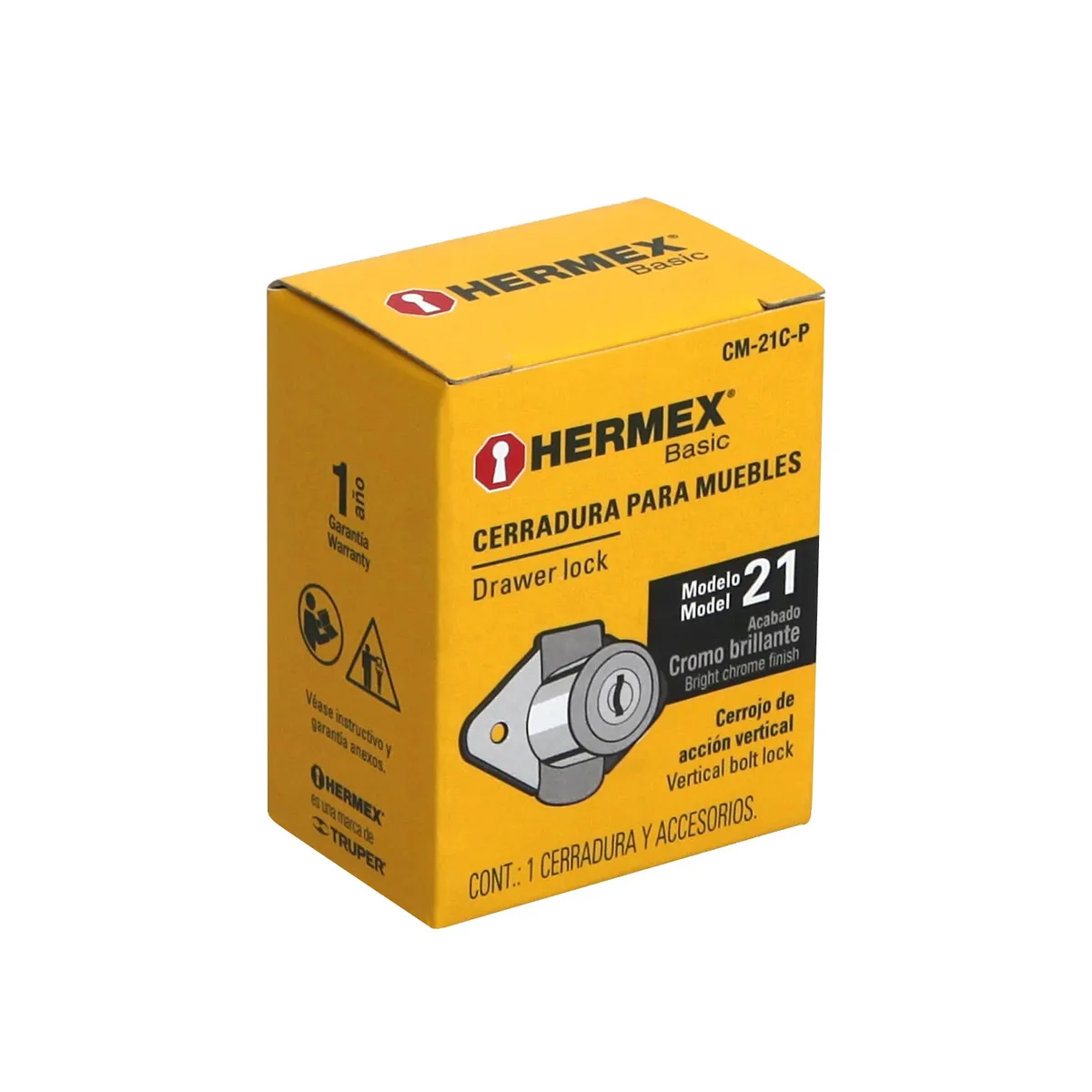 Cerradura para Mueble MOD-21 Cromo Hermex - 23506