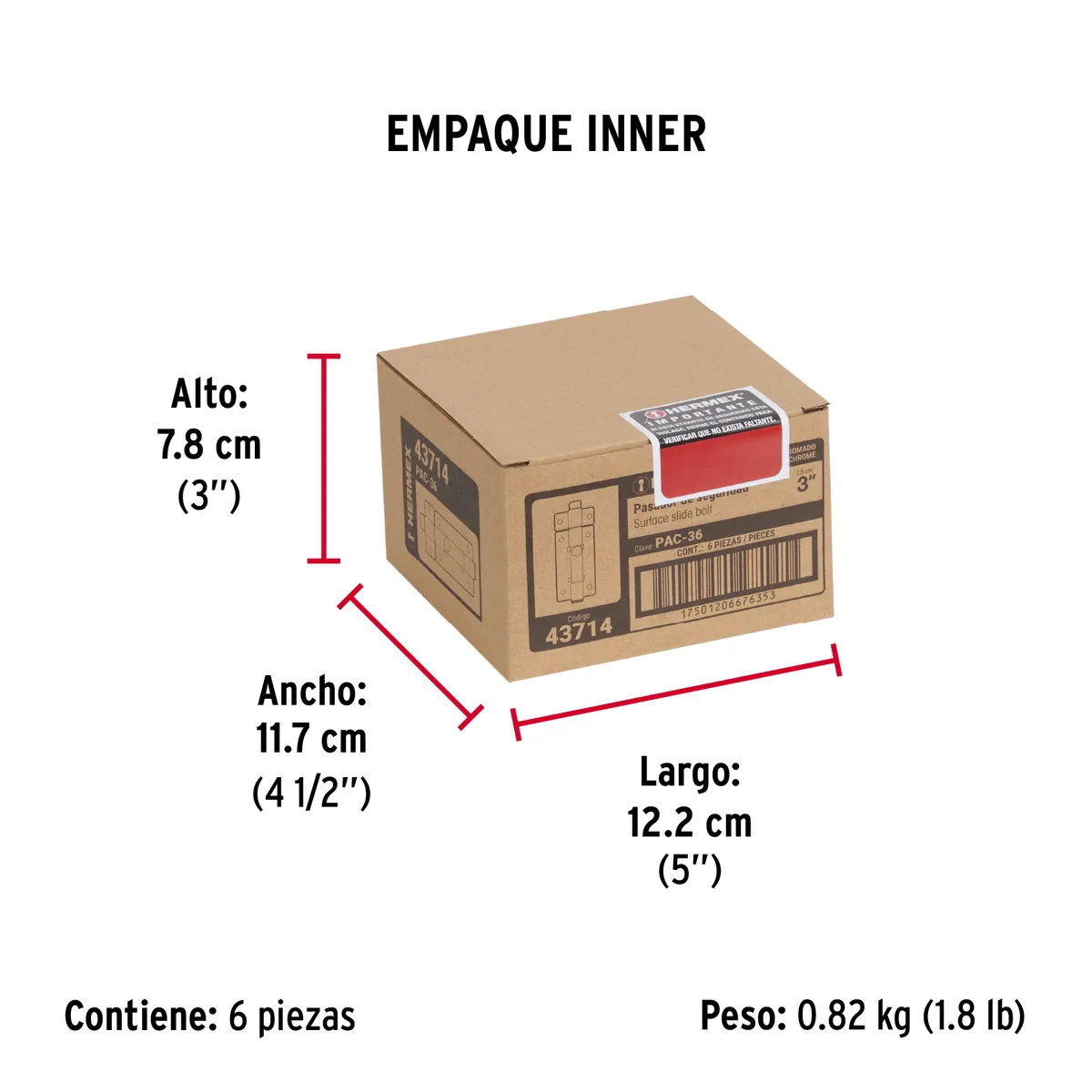 Pasador de Barra Plana 3" Cromo PAC-36 Truper - 43714