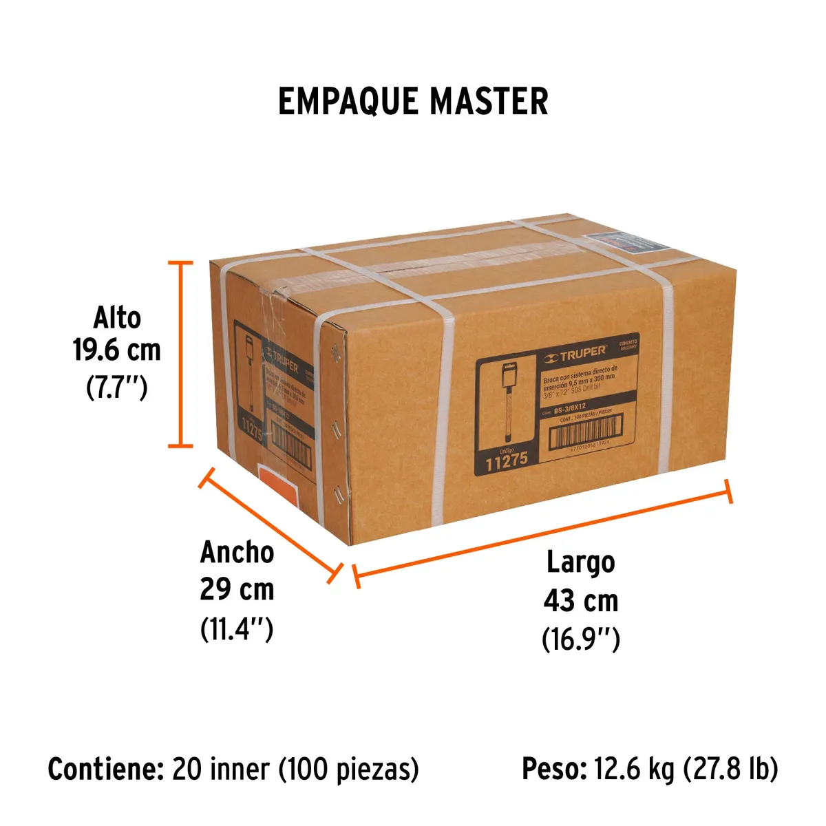Broca SDS Plus 3/8" x 12" Truper - 11275