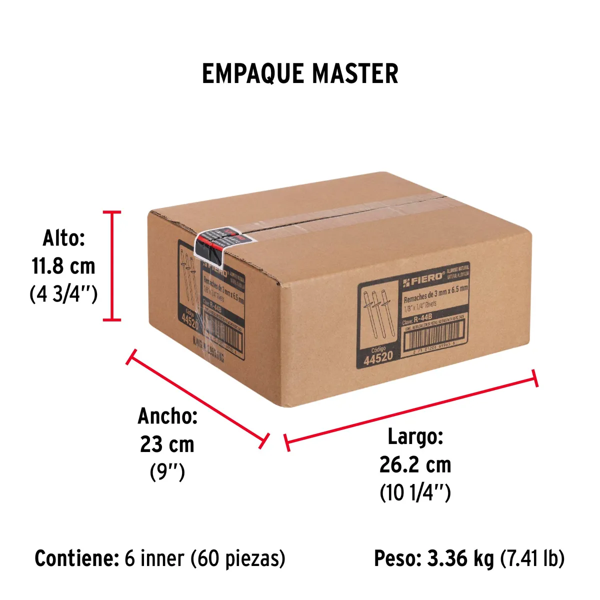 Bolsa con 50 Remaches 1/8" x 1/4" Ala 1/4" Truper - 44520