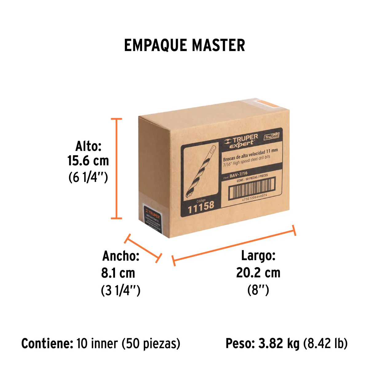 Broca HSS 7/16" Trugold para Metal Truper Expert - 11158
