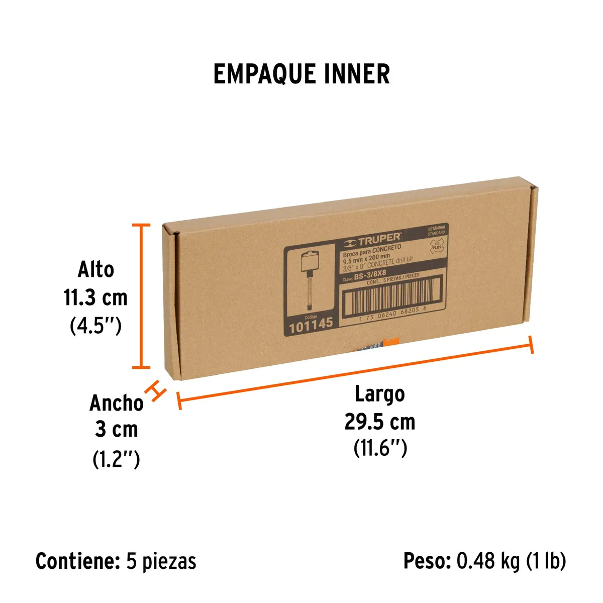 Broca SDS Plus 3/8" x 8" Truper - 101145