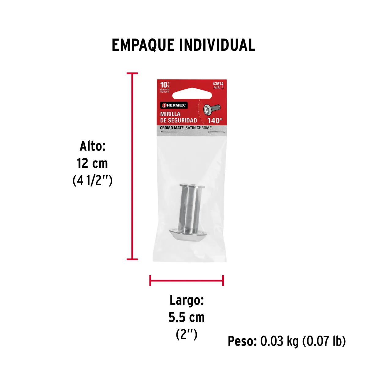 Mirilla de Seguridad Cromo Mate MIRI-3 Truper - 43674