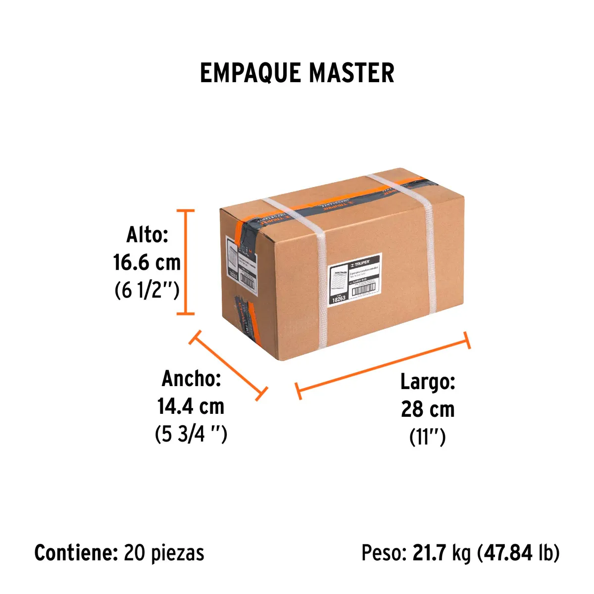 Caja con 5000 Clavos Calibre 18 de 25 mm Truper - 18263