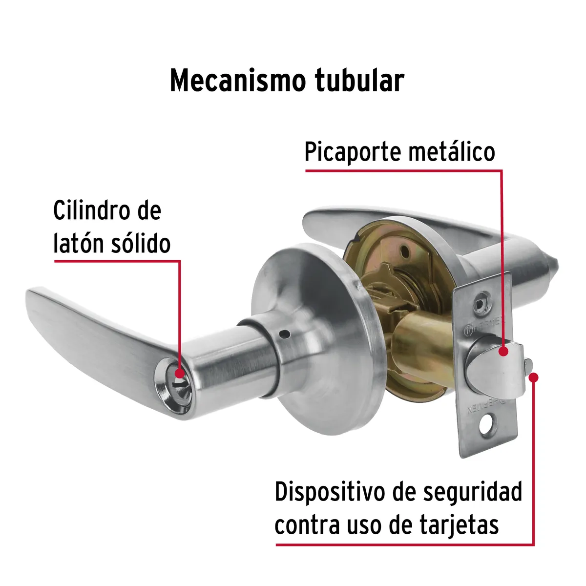 Cerradura de Manija Turín para Recámara CEMA-3 Truper - 43654