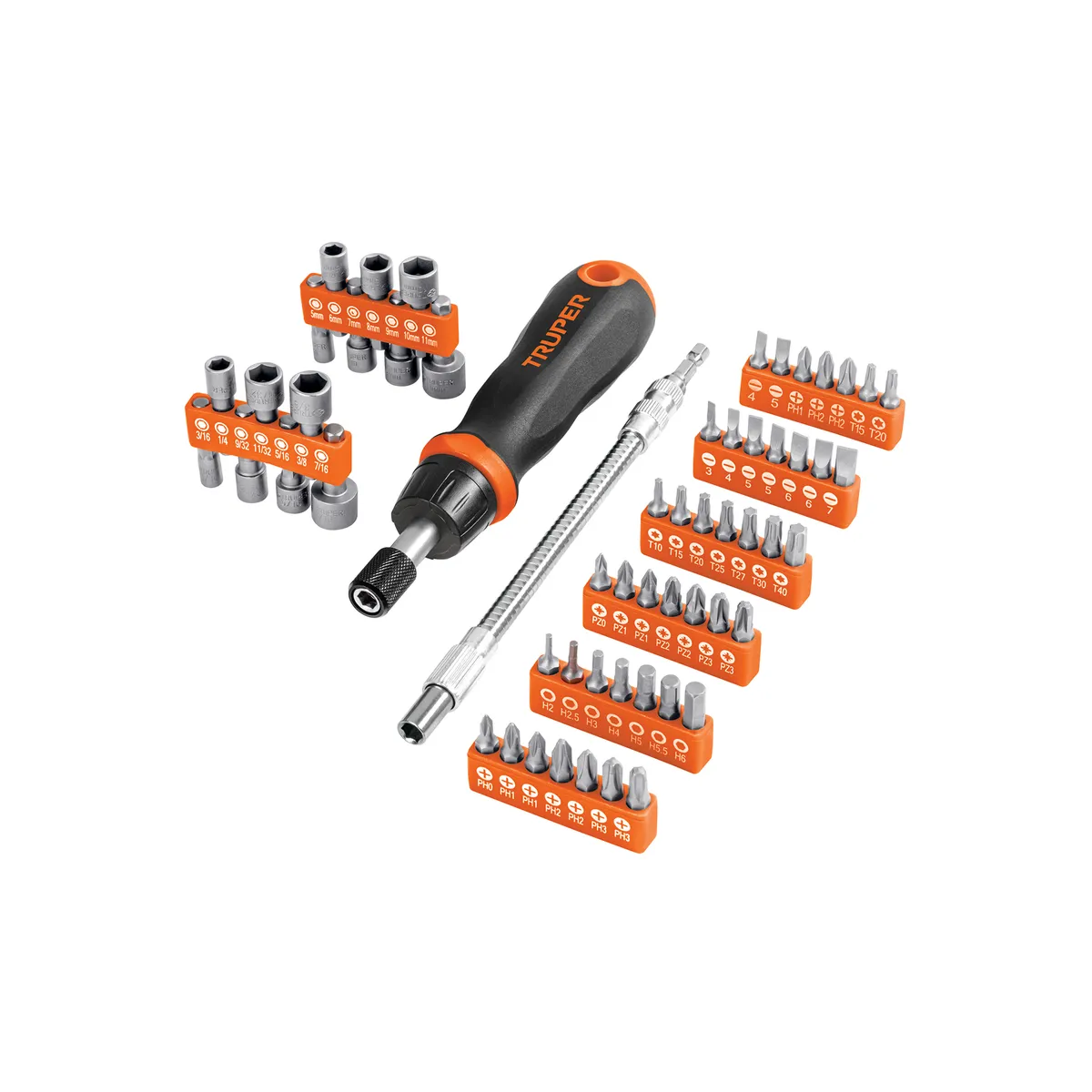 Desarmador de Matraca con 42 Puntas y Dados Truper - 18220