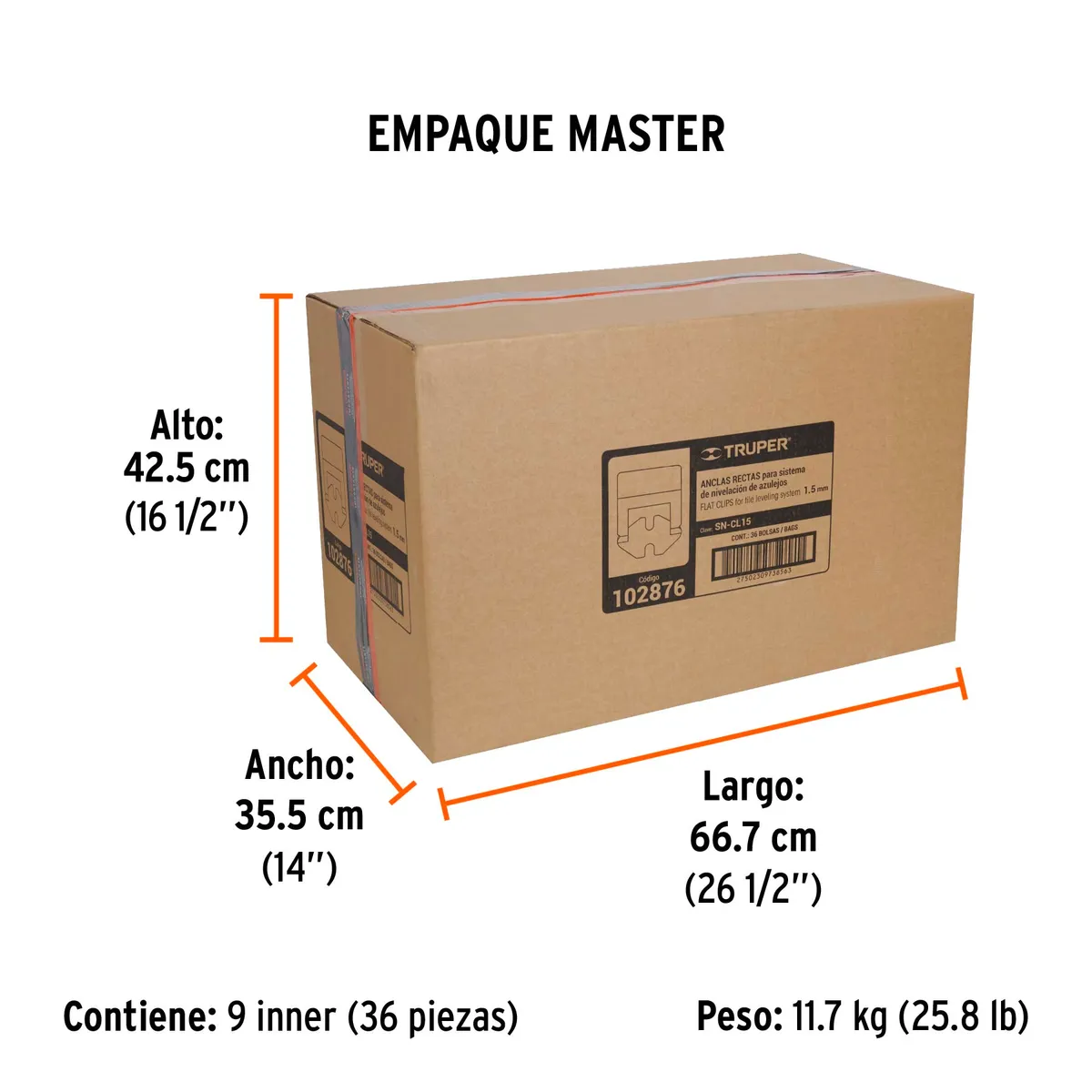 Bolsa con 100 Anclas para Nivelación 1.5 mm Truper - 102876