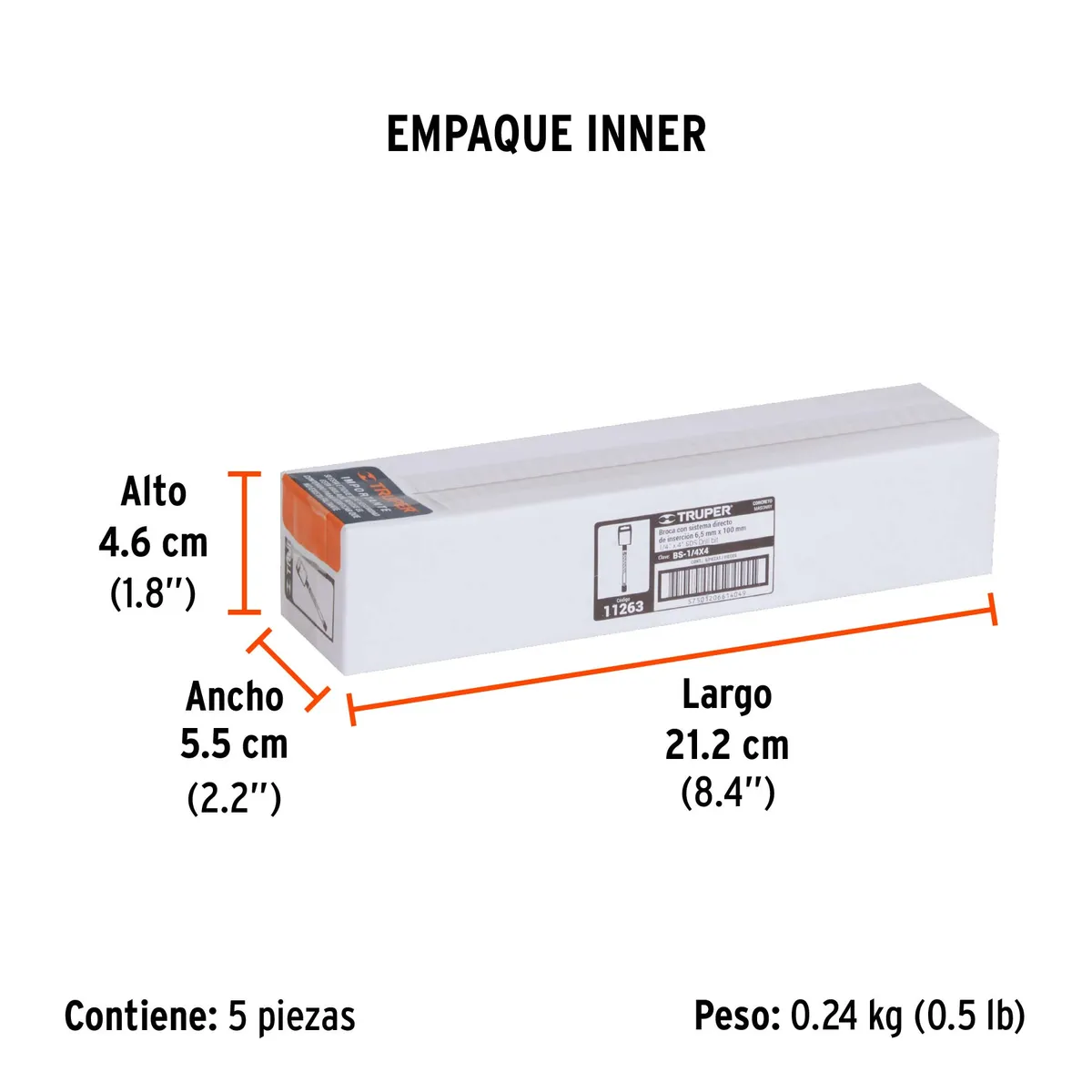 Broca SDS 1/4" x 4" para Concreto BS-1/4X4 Truper - 11263