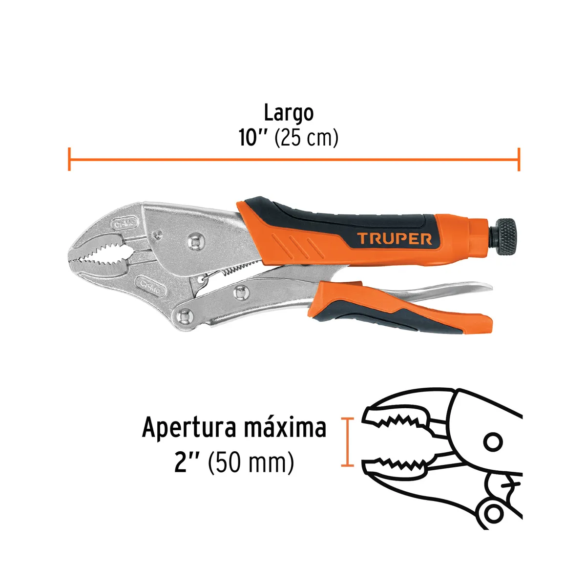 Pinza de Presión Mordaza Curva Mango de Vinil 10" Truper - 17436