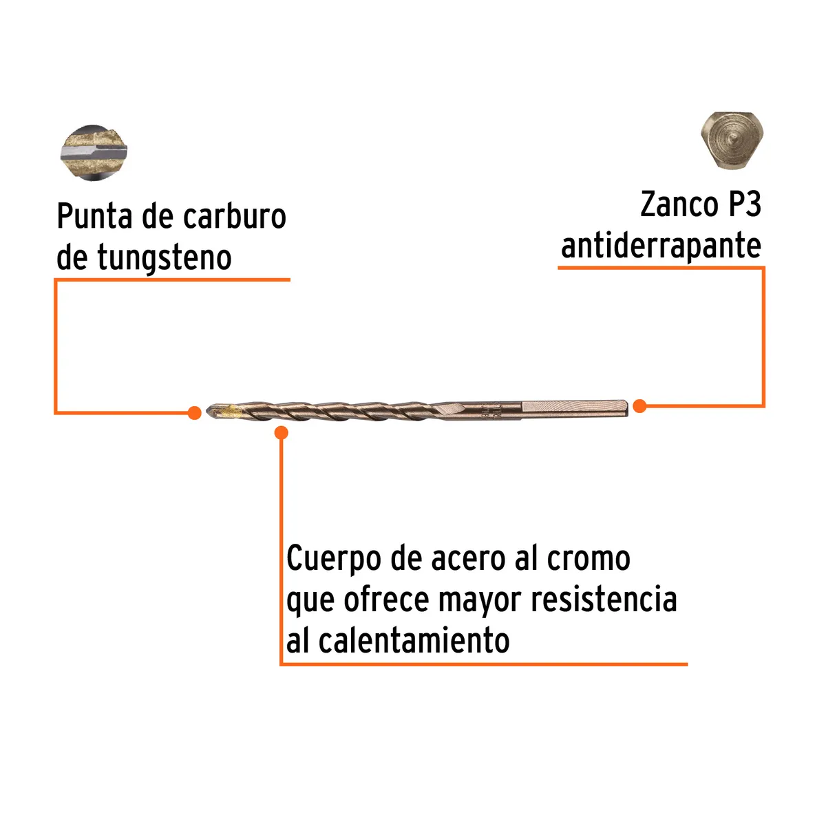 Broca para Concreto 3/16" x 4" Truper - 11200
