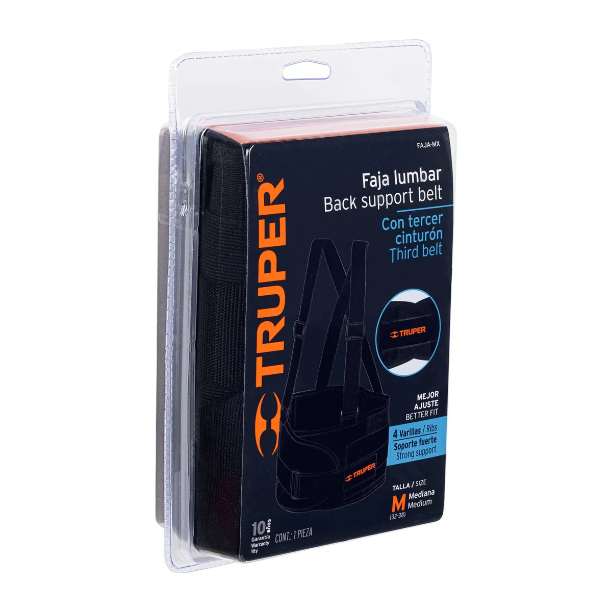 Faja Lumbar con Tercer Cinturón Talla M Truper - 14216