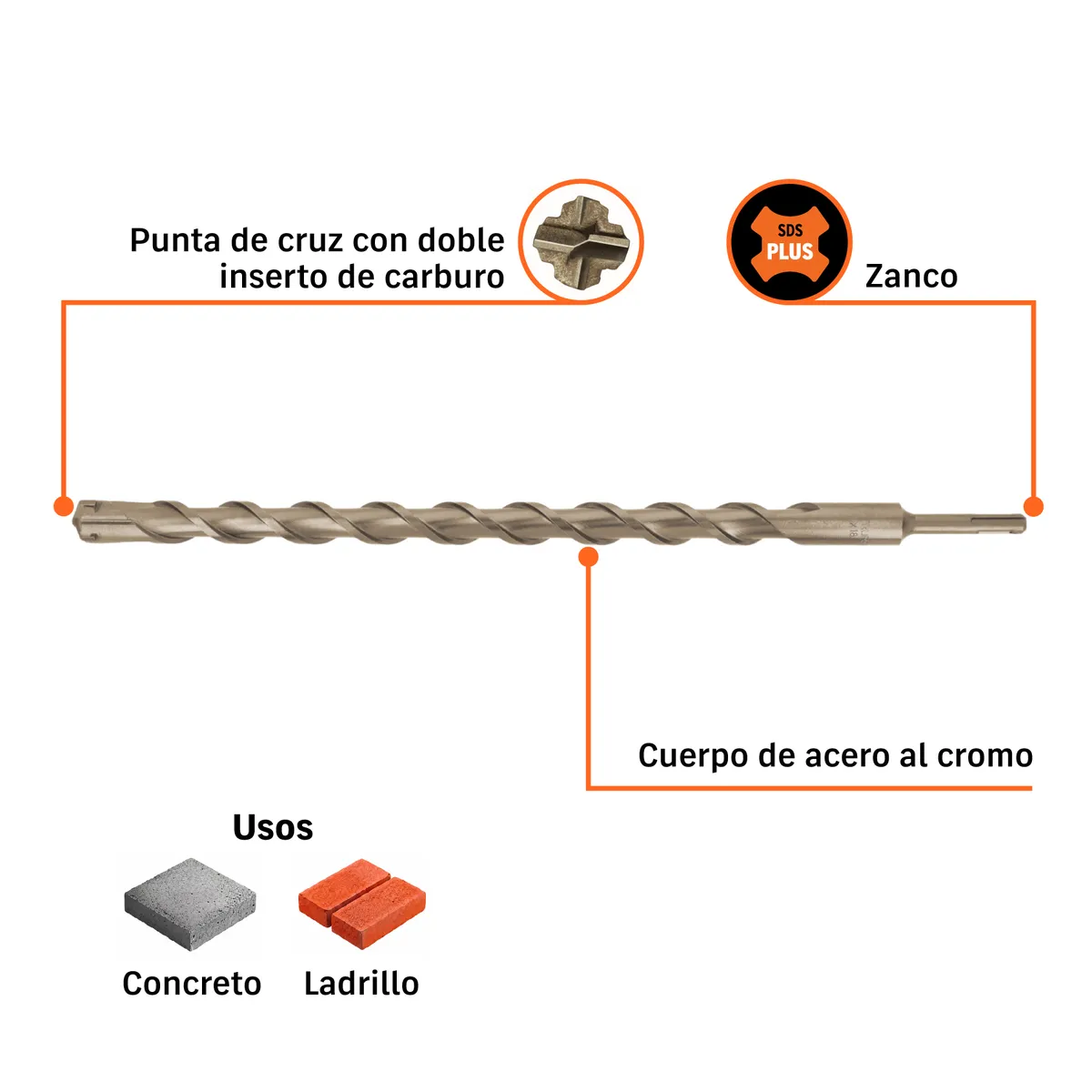 Broca SDS 1" x 18" para Concreto BS-1X18 Truper - 11290