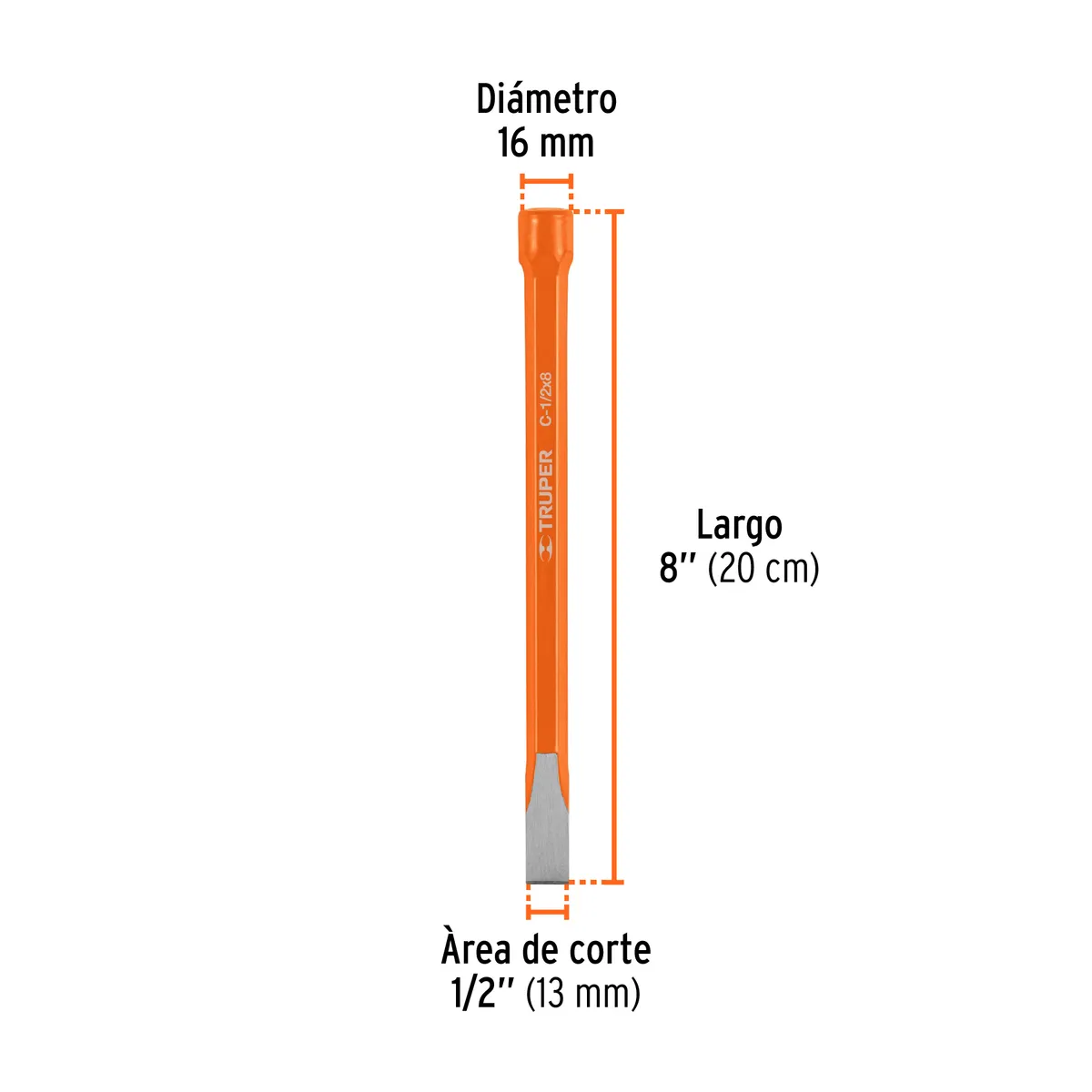 Cincel de Corte Frío 1/2" x 8" Truper - 12118
