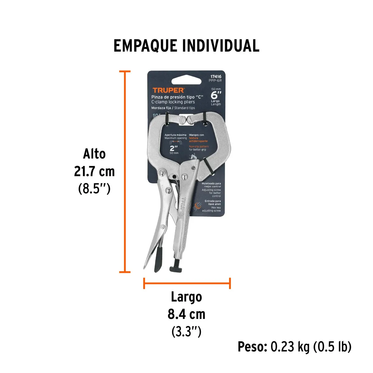 Pinza de Presión Mordaza Fija Tipo C 6" Truper - 17416