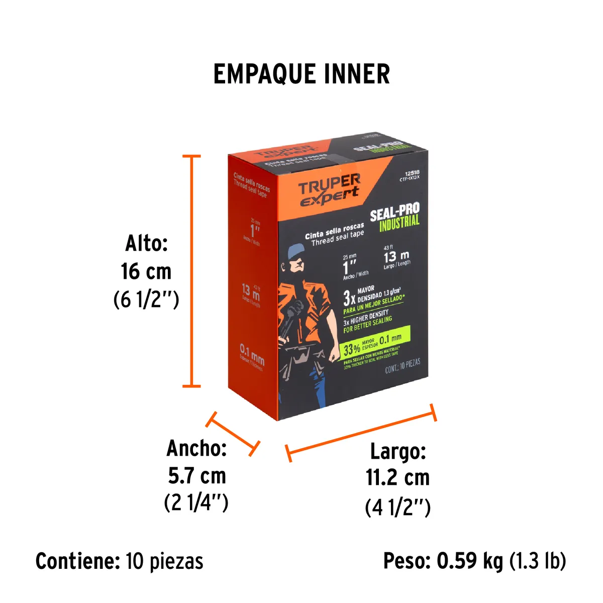 Cinta Sella Roscas Profesional Truper Expert 1" x 13 m - 12518