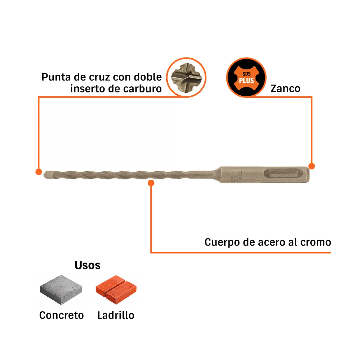 Broca SDS Plus 3/16" x 6" Truper - 101143