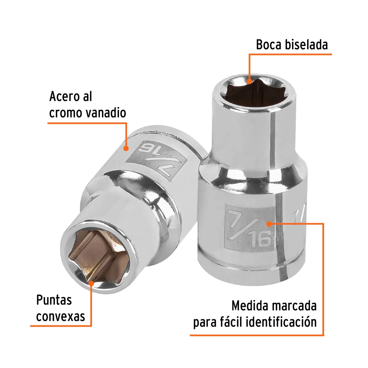 Dado de 7/16" 6 Puntas Cuadro 1/2" Truper - 13231