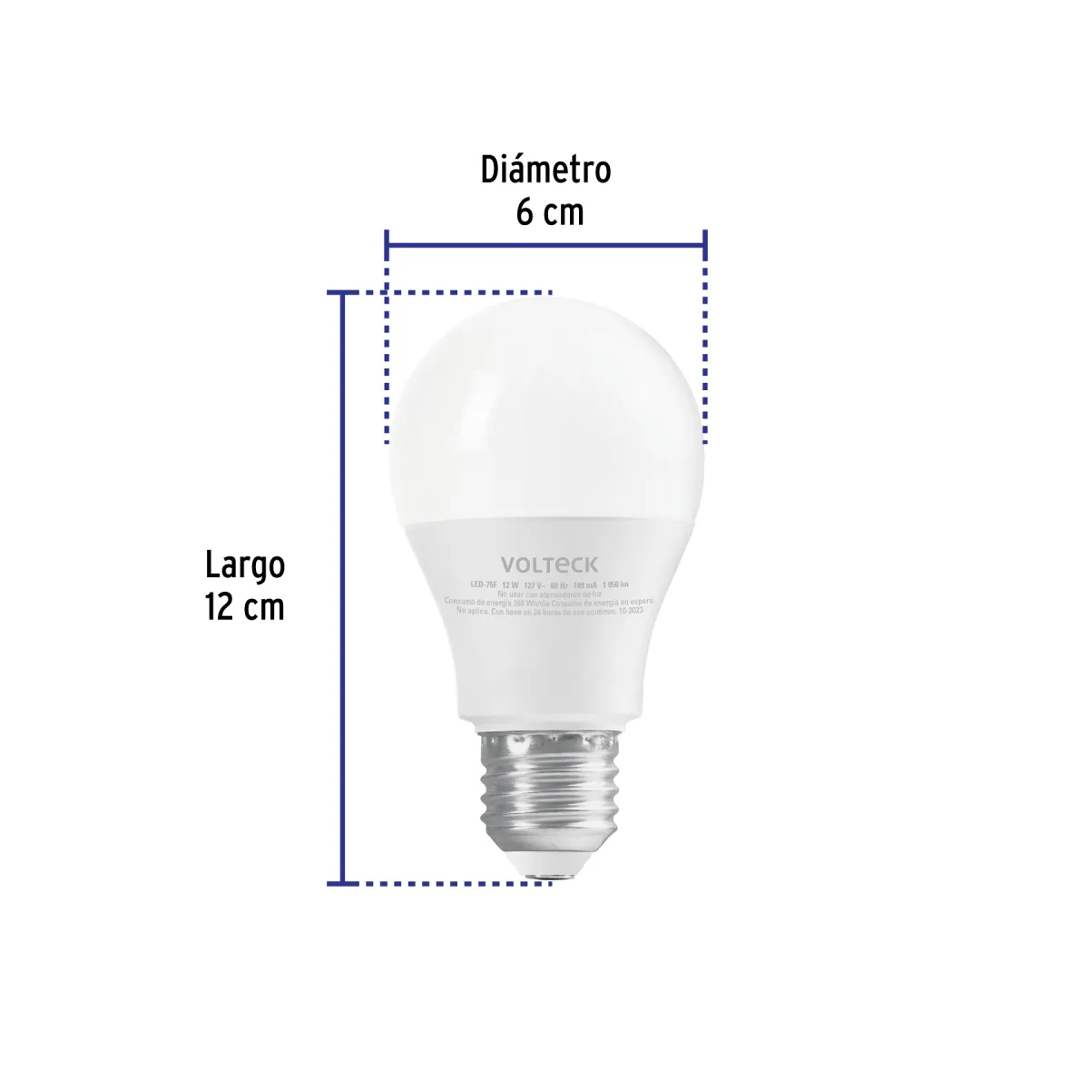 Foco LED 12 W (75 W) A19 6500 K 1050 lm en Blíster Volteck - 46860