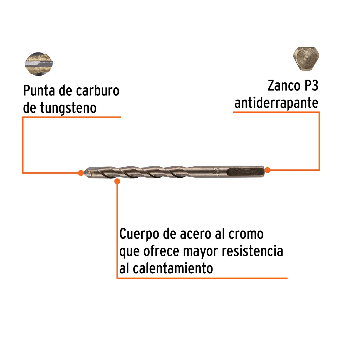 Broca para Concreto 3/8" x 5" Truper - 11221