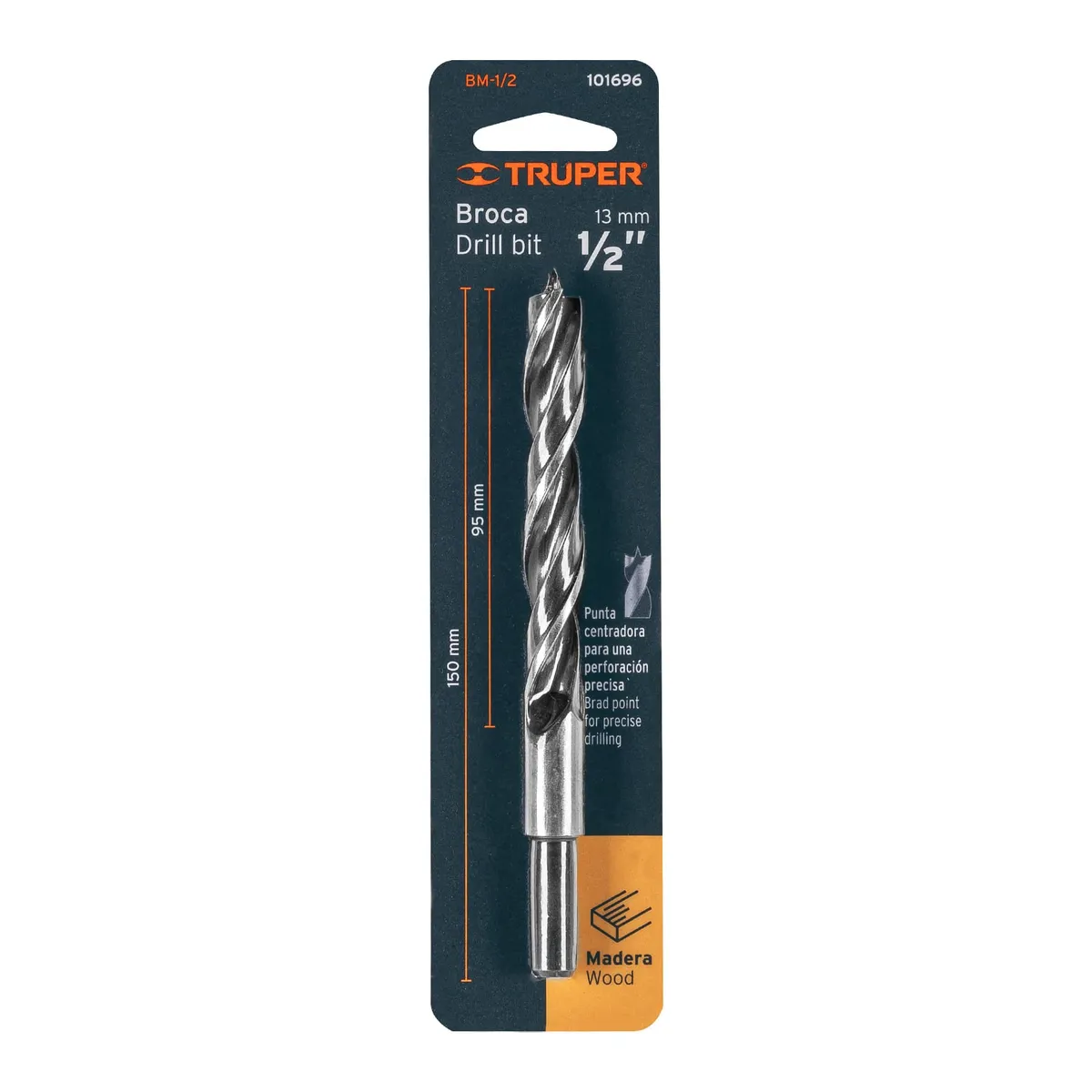 Broca con Punta Centradora para Madera 1/2" Truper - 101696