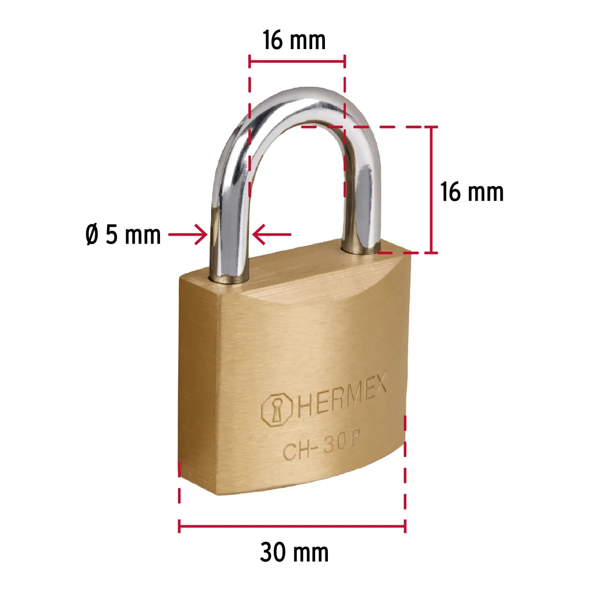 Candado de Hierro Latón 30 mm Gancho Corto Truper - 23522