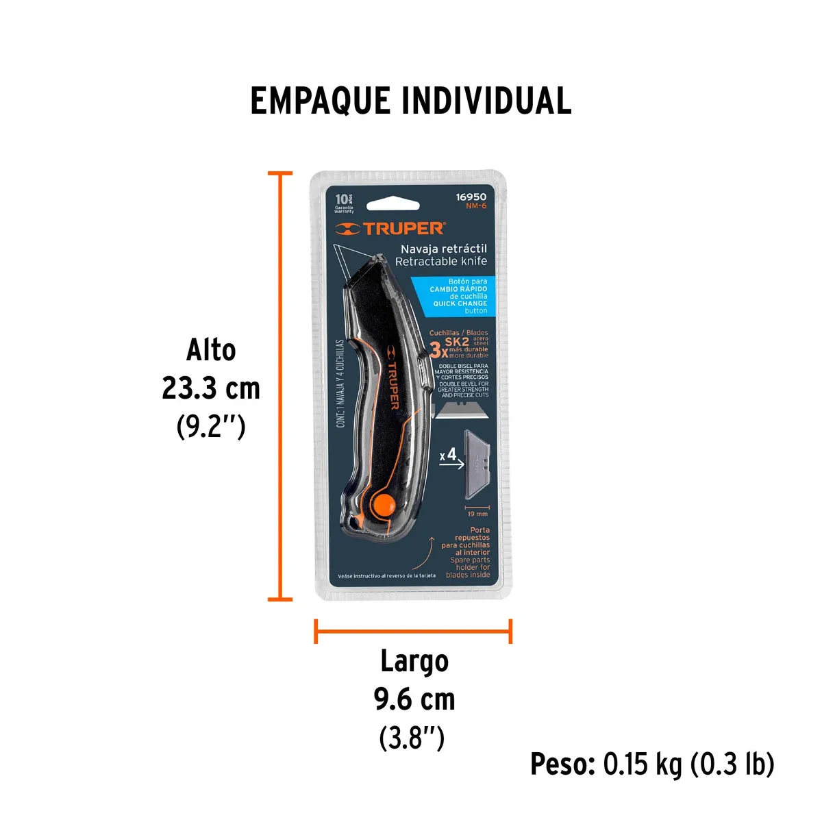 Navaja Retráctil 7" Cuerpo de Aluminio Truper - 16950
