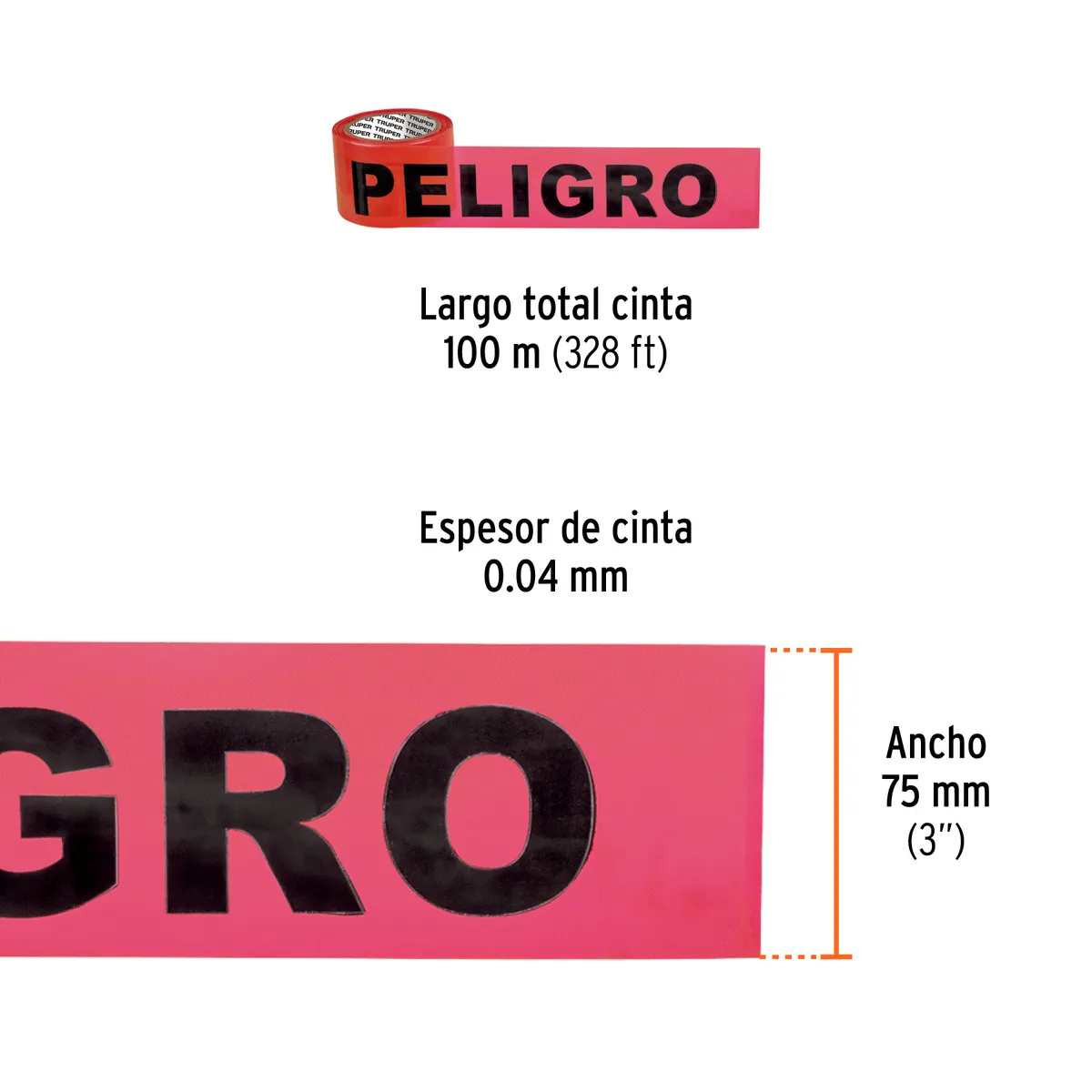 Cinta "Peligro" 100 m Truper CIDE-102 - 13979