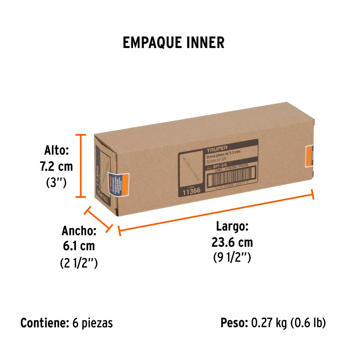 Broca de Manita 3/8" para Madera BPT-3/8 Truper - 11366