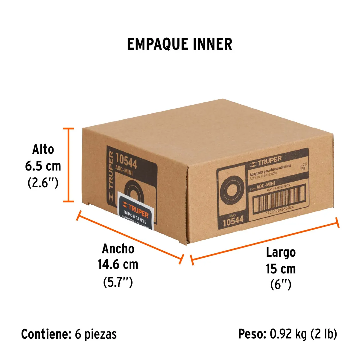 Adaptador para Discos Abrasivos 4" y 4 1/2" Tipo 42 Truper - 10544