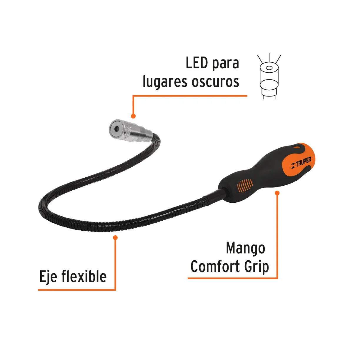 Imán Flexible de Acero con LED 3 kg Truper - 15326