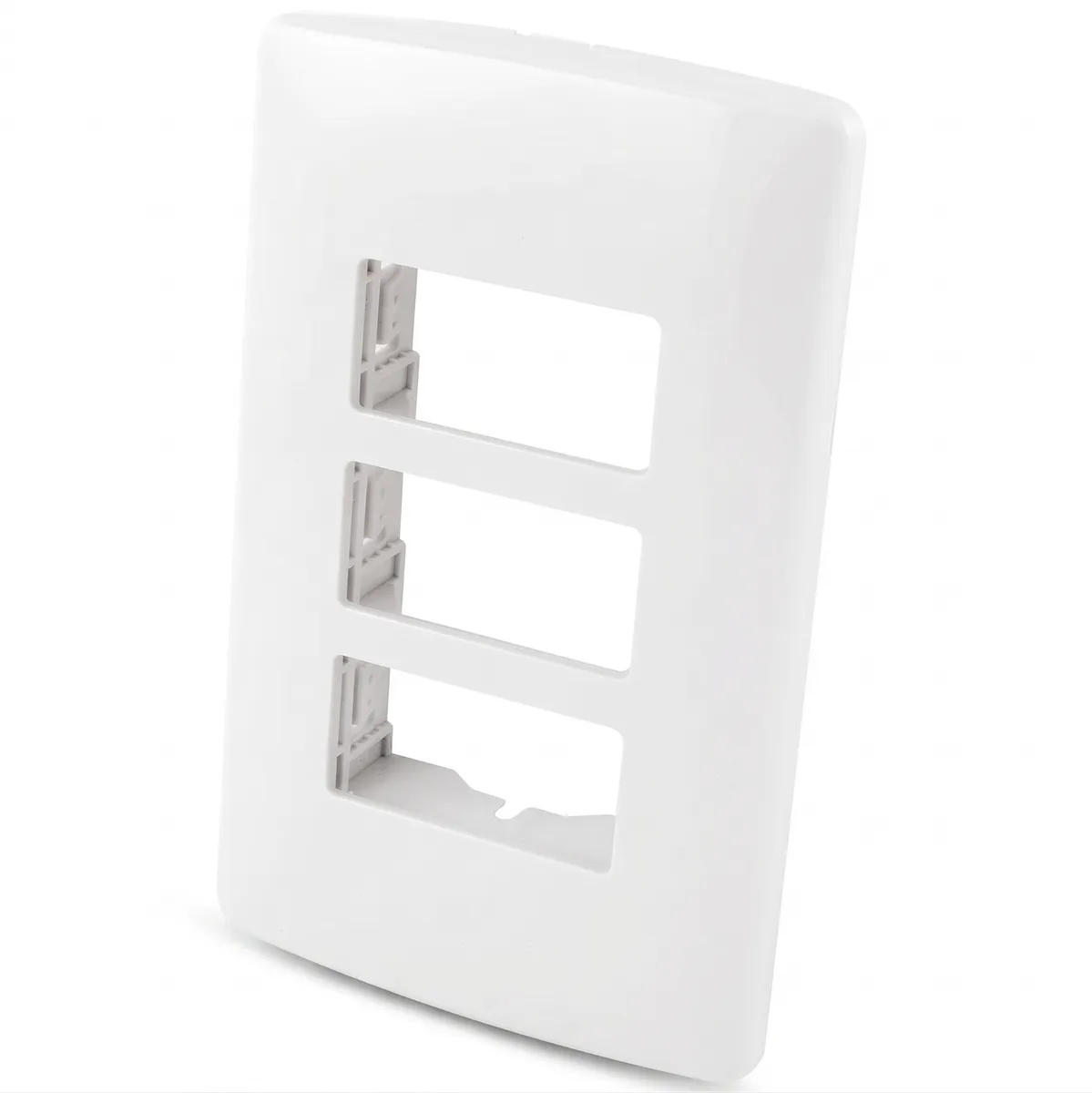 Placa Plástica Blanca Tres Módulos Aksi