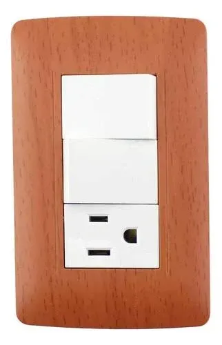 Placa Wooden con Contacto y Apagador Doble SANTUL - 4532