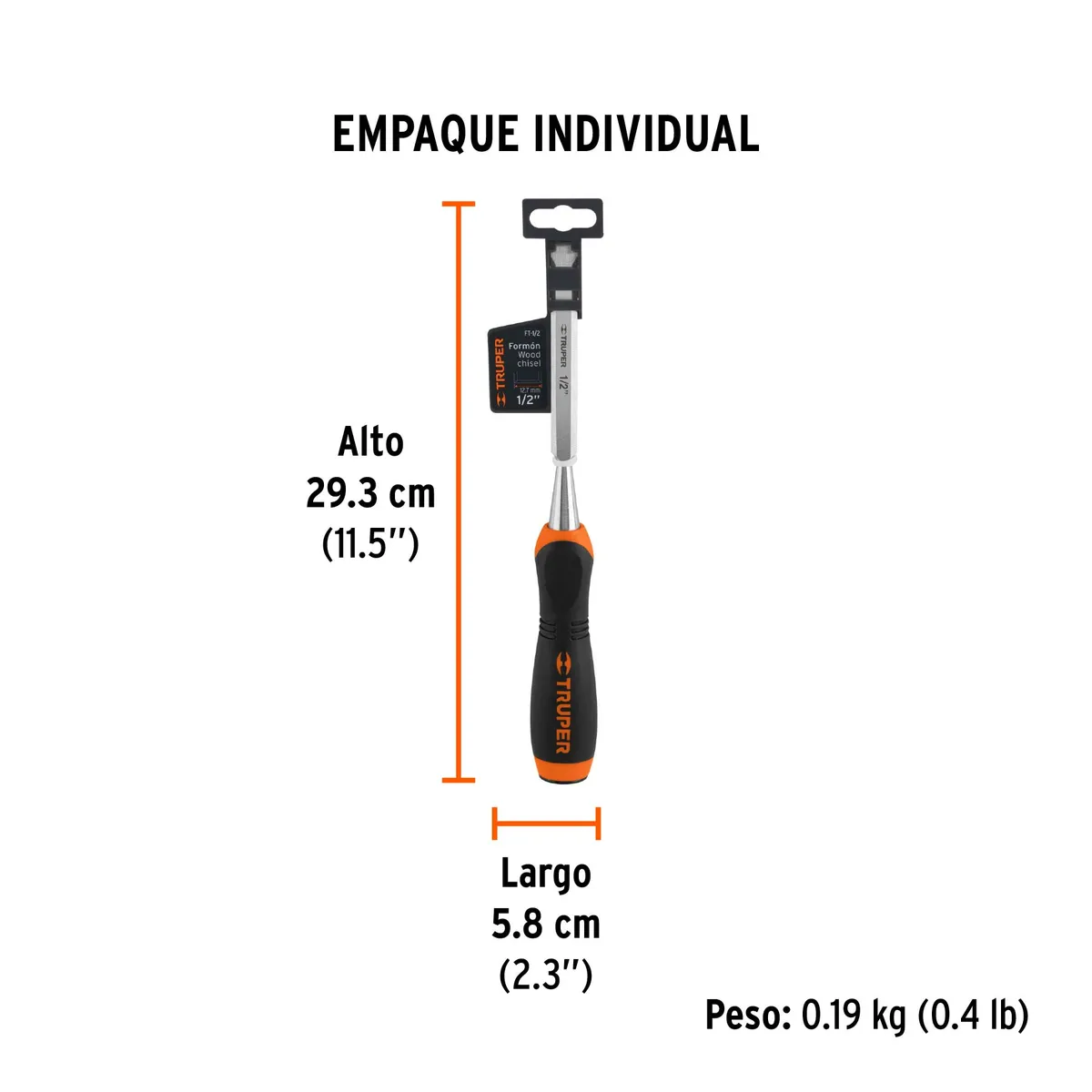 Formón 1/2" Mango Comfort Grip Truper - 14621