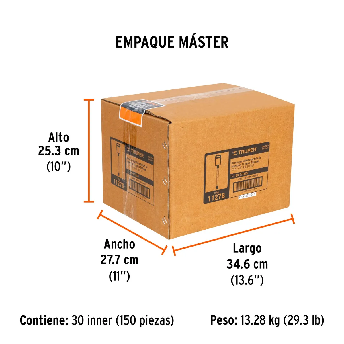 Broca SDS Plus 7/16" x 6" Truper - 11278