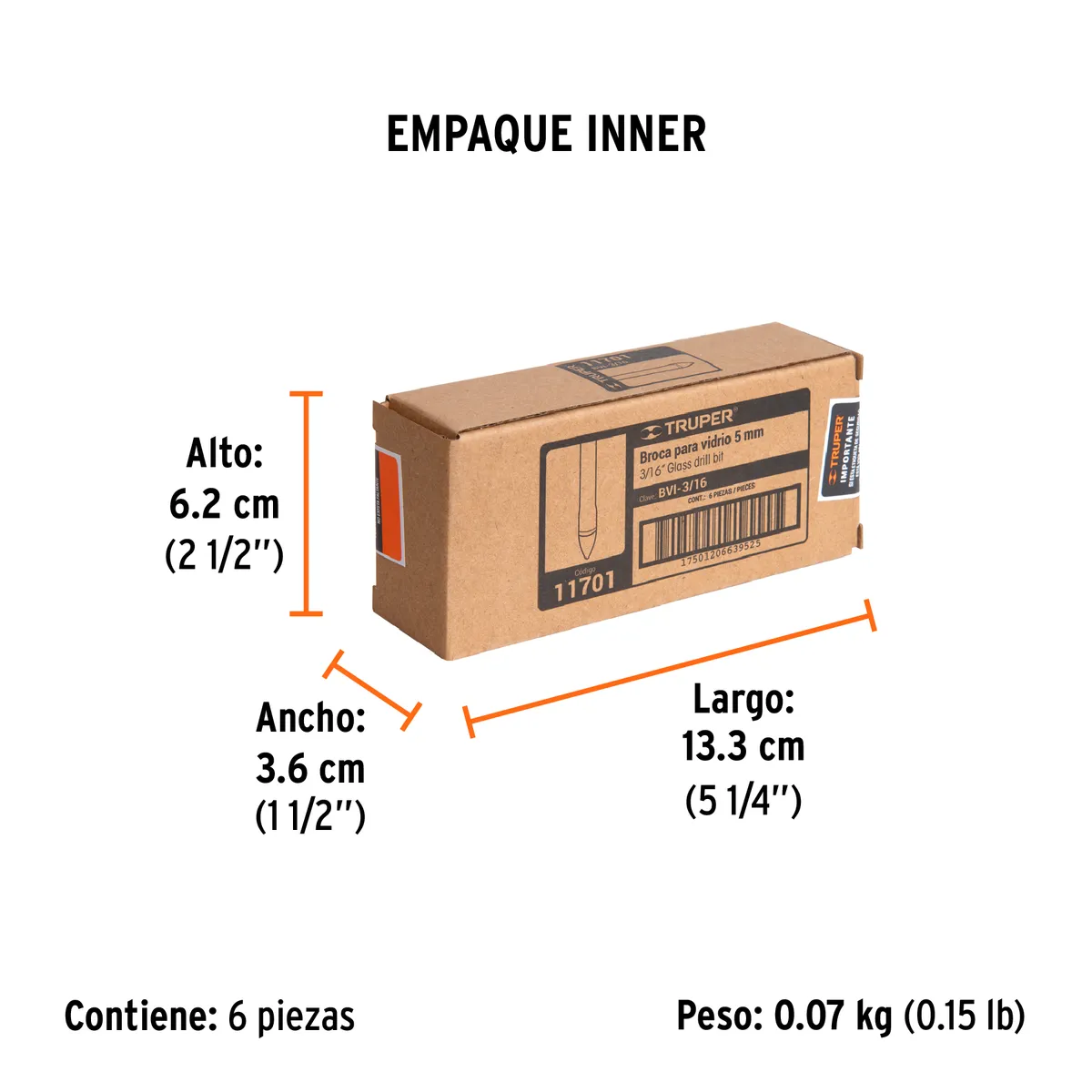 Broca para Vidrio y Azulejo 3/16" Truper - 11701