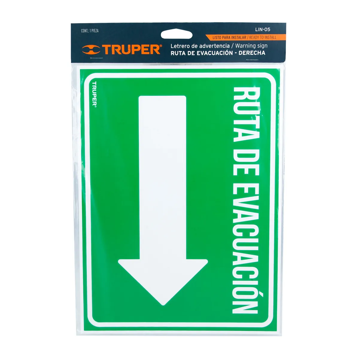 Letrero de Señalización "Ruta de evacuación" Truper - 18368