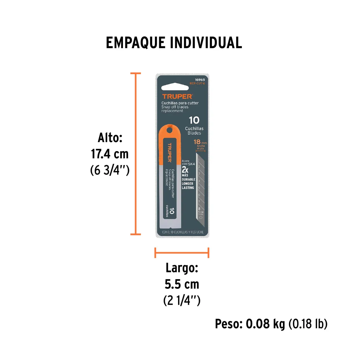 Estuche con 10 Cuchillas SK4 de 18 mm Truper - 16965
