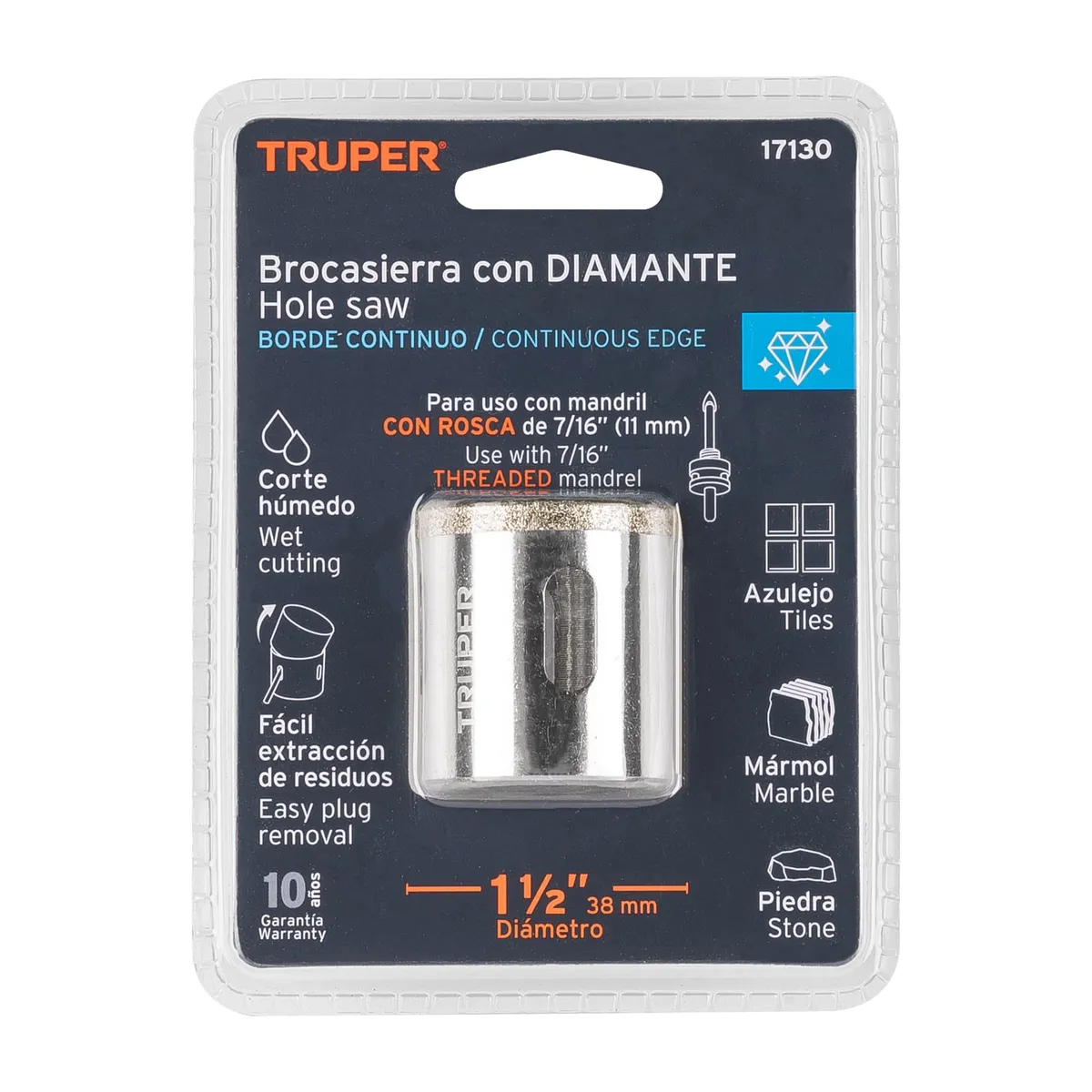 Brocasierra de Diamante Borde Continuo 1 1/2" Truper - 17130