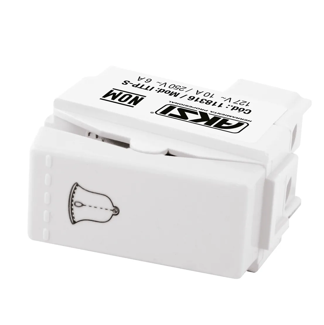 Botón de Timbre de Tecla 127V/10A Blanco AKSI - 118317