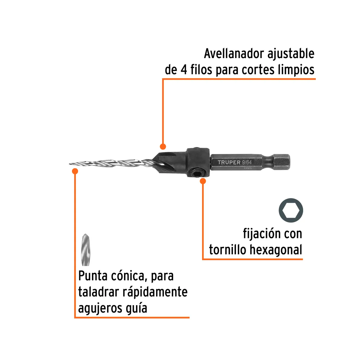 Broca Avellanadora para Madera #6 Truper - 102375