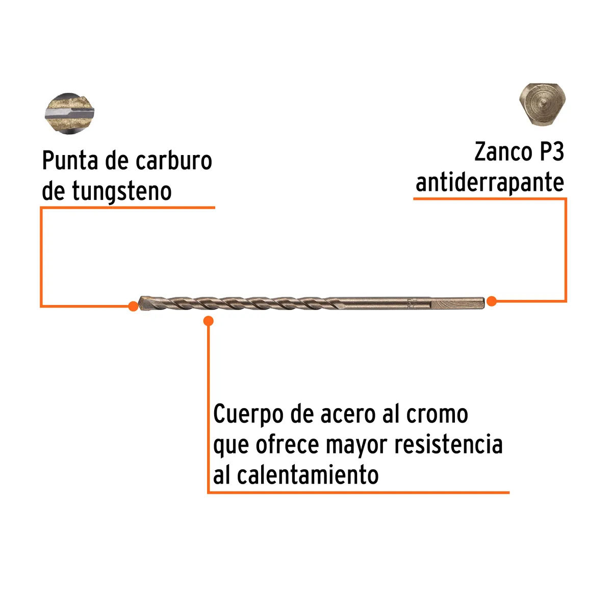 Broca para Concreto 1/4" x 6" Truper - 11206