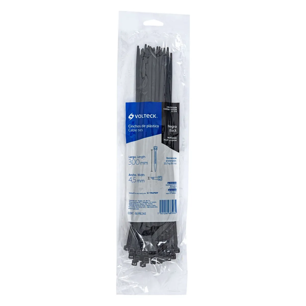 Bolsa con 50 Cinchos de Plástico 50 lb 300 x 4.5 mm Truper - 44328