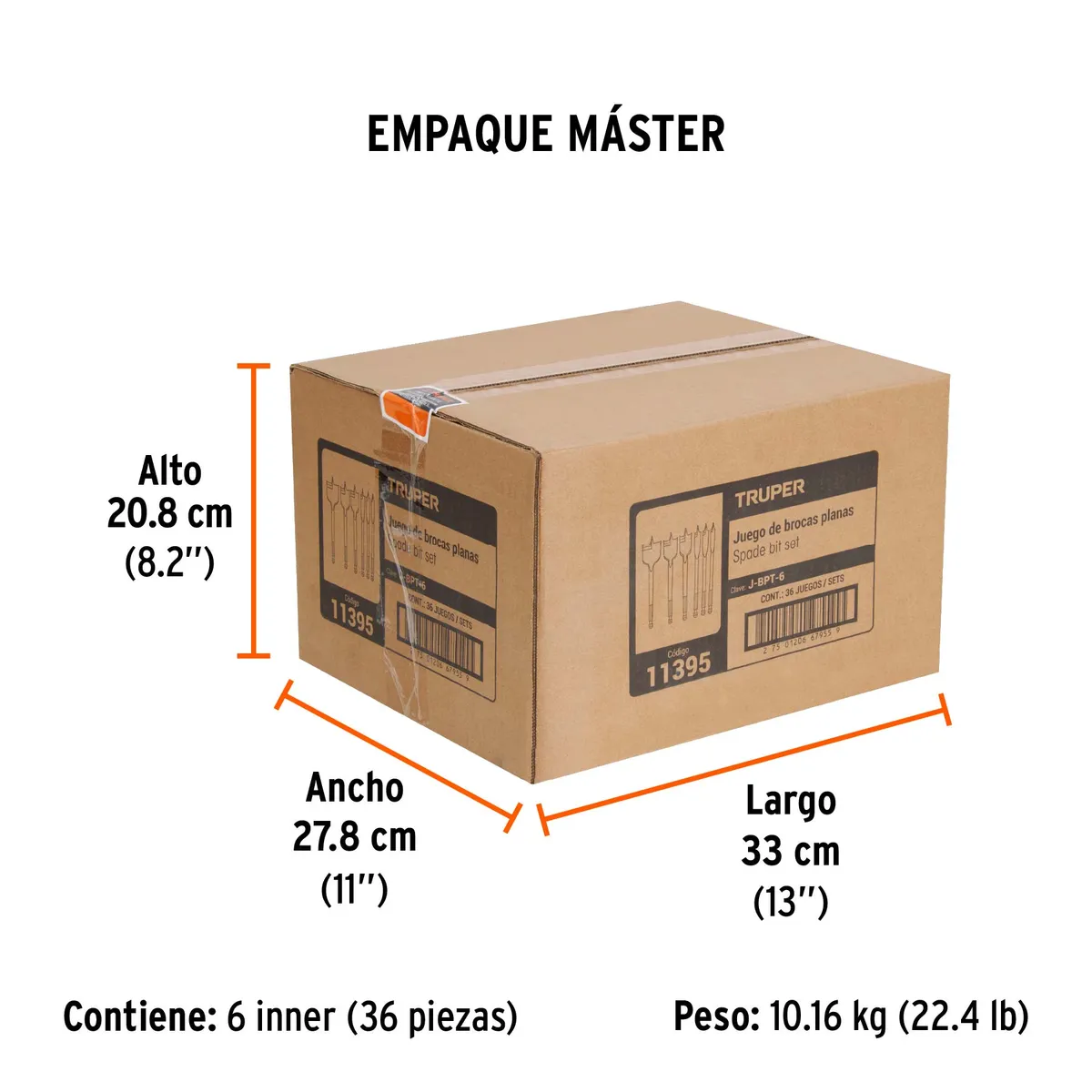 Juego de Brocas Planas de Manita J-BPT-6 Truper - 11395
